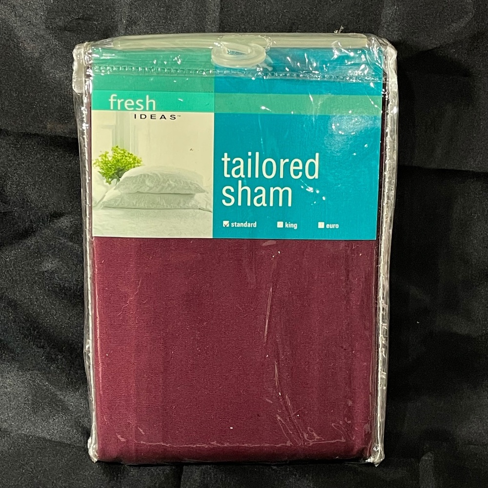Burgundy Standard Poplin Tailored Pillow Sham NEW By Fresh Ideas